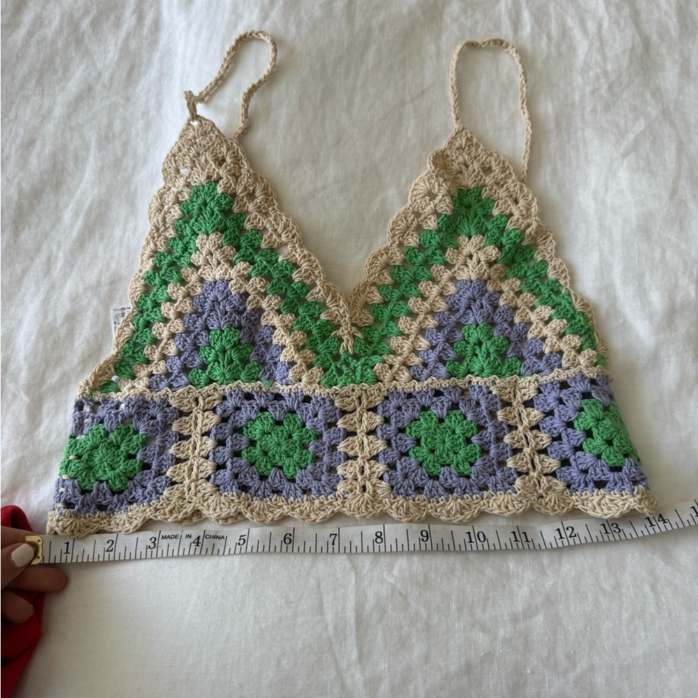 NWT Mango Crochet Granny Square Bralette Top Small Boho Festival Vacation - Picture 4 of 4
